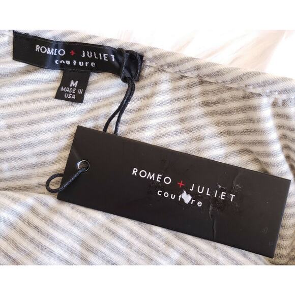 ROMEO + JULIET Couture striped ruffle one shoulder tee shirt top Size Medium NEW - Picture 2 of 5